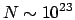 $N\sim10^{23}$