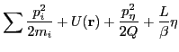 $\displaystyle \sum\frac{p_{i}^{2}}{2m_{i}}+U(\mathbf{r})+\frac{p_{\eta}^{2}}{2Q}+\frac{L}{\beta}\eta$