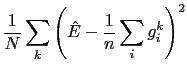 $\displaystyle \frac{1}{N}\sum_{k}\left(\hat{E}-\frac{1}{n}\sum_{i}g_{i}^{k}\right)^{2}$