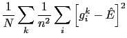 $\displaystyle \frac{1}{N}\sum_{k}\frac{1}{n^{2}}\sum_{i}\left[g_{i}^{k}-\hat{E}\right]^{2}$